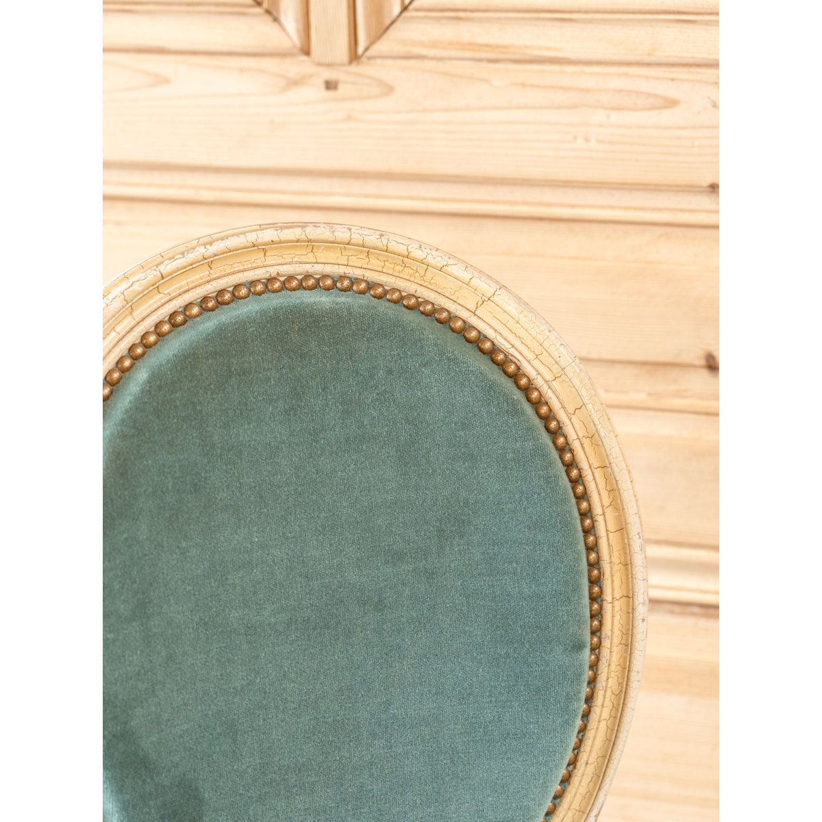 Lot de 6 chaises en bois et tissu bleu Claude N°1463 - Bon état bleu, DEBONGOUT
