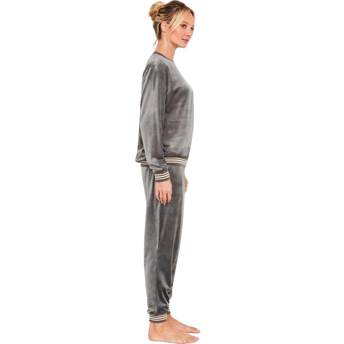 Pyjama pantalon top manches longues Velvet Glow gris, SELMARK