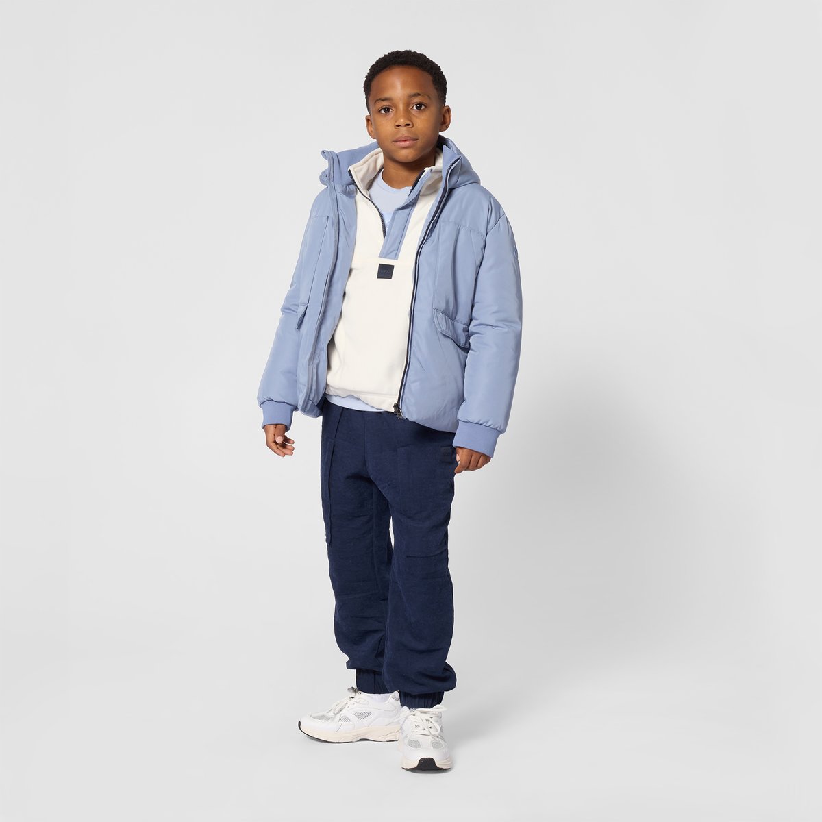 Sweat-shirt demi zip ivory, BOSS KIDSWEAR