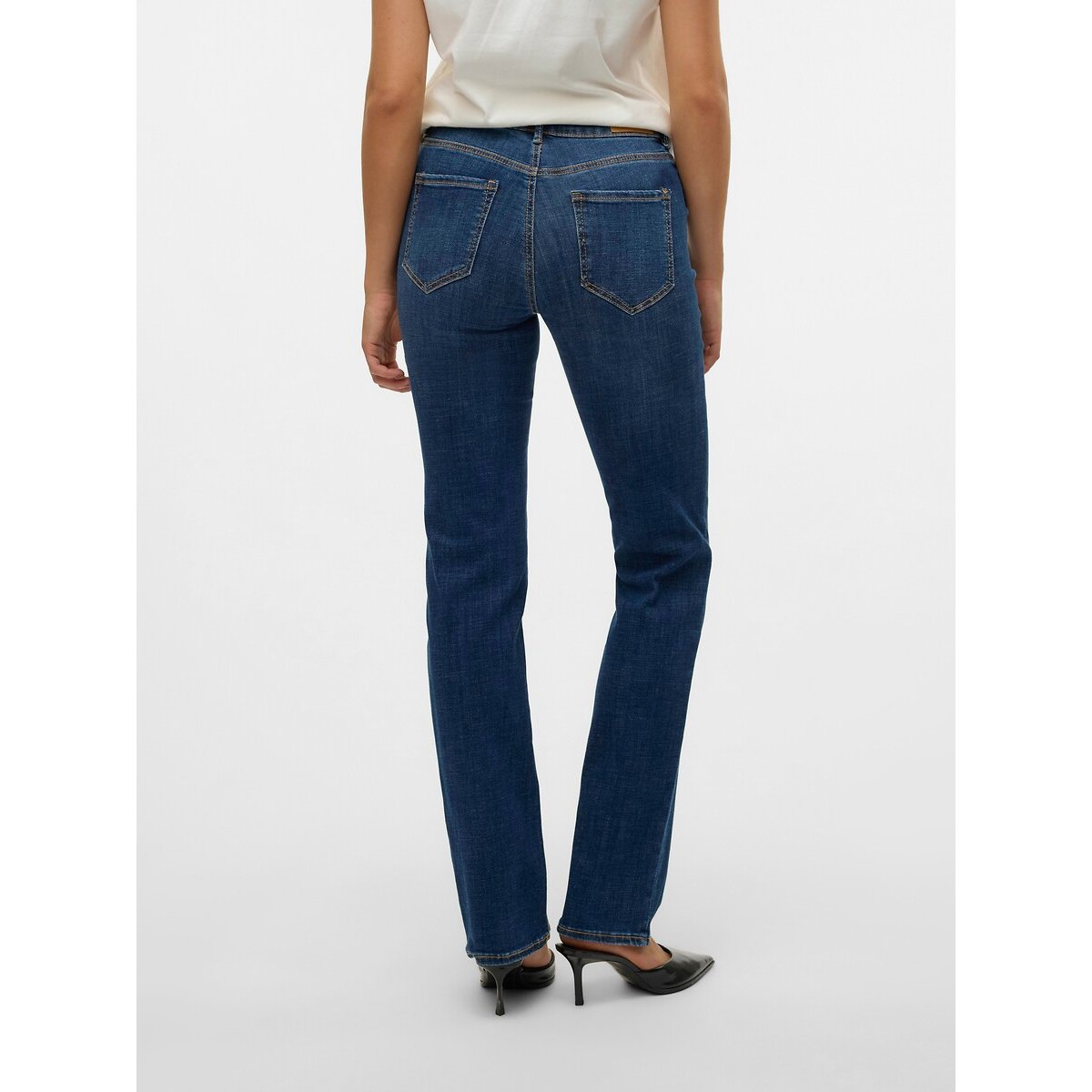 Mid Rise Straight Jeans dark blue , VERO MODA