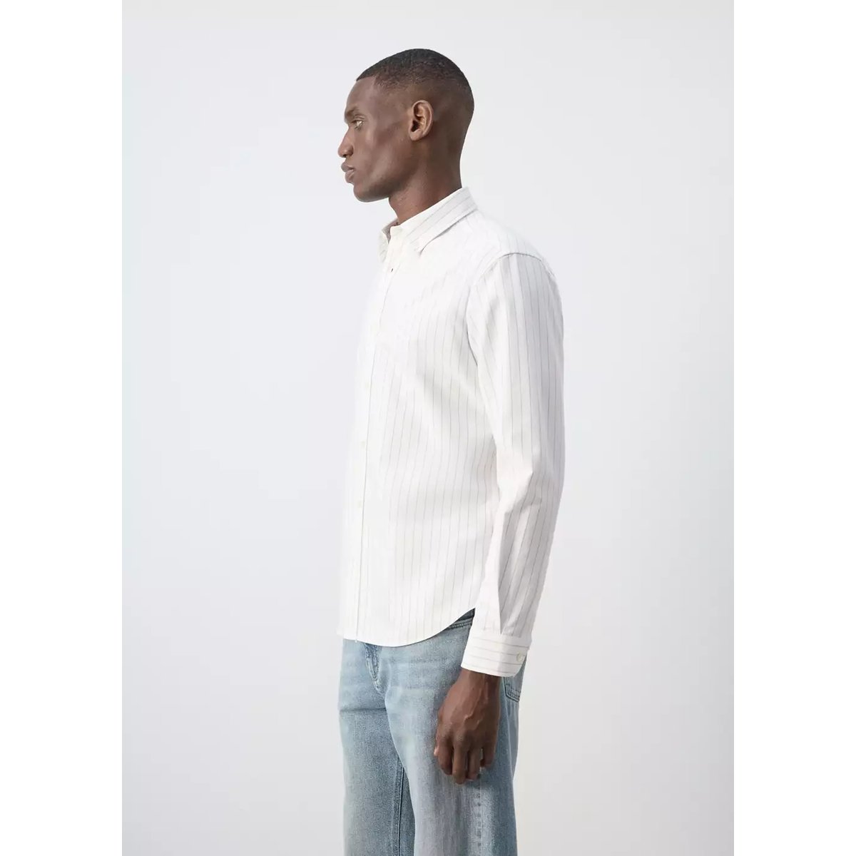 Chemise 100 % coton rayures beige, MANGO MAN