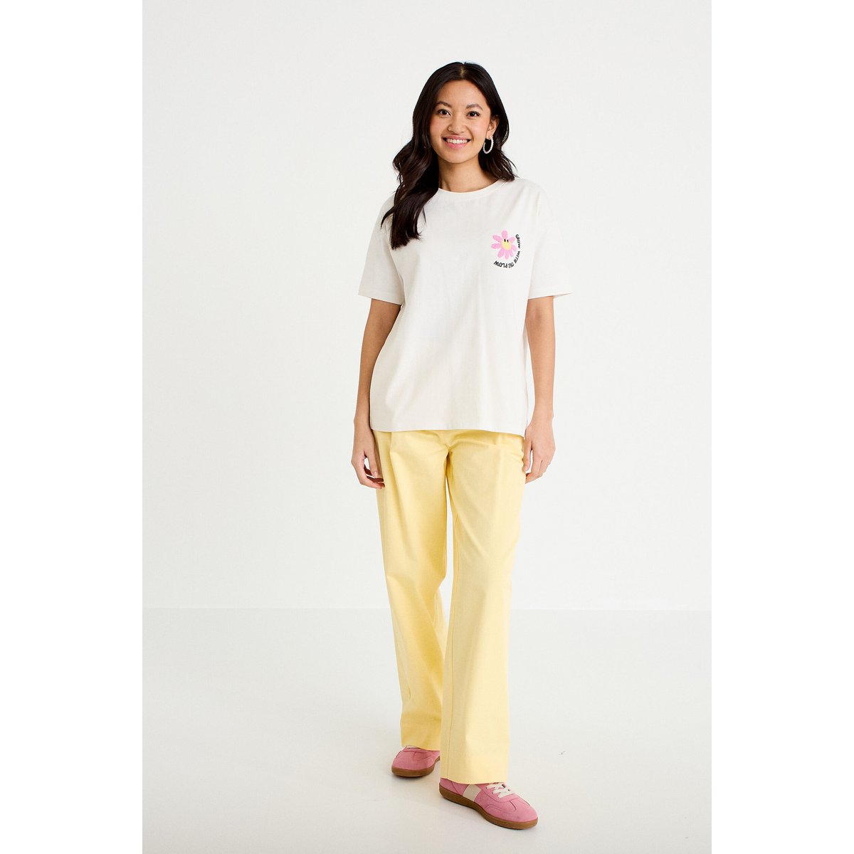 Pantalon large jaune clair, CACHE CACHE