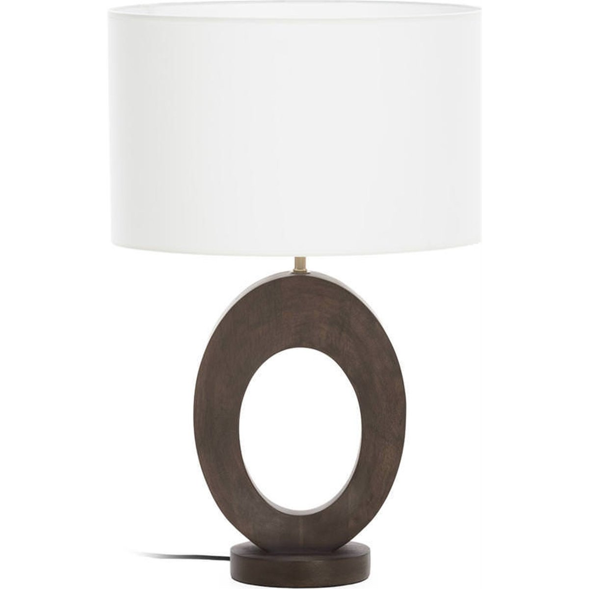 Lampe de table en bois au design ajouré marron foncé et blanc, RECOLLECTION