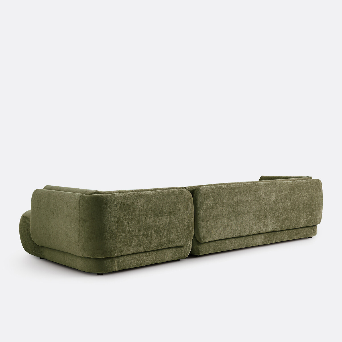 Ecksofa mit Ecke rechts Méridiano, dicker Samt khaki, LA REDOUTE INTERIEURS