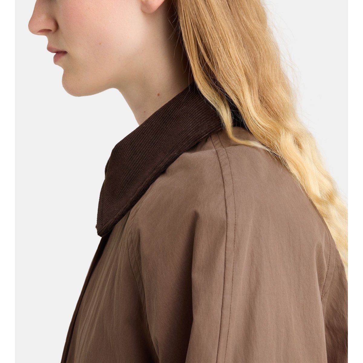 Veste droite faune col velours marron chocolat, GALERIES LAFAYETTE