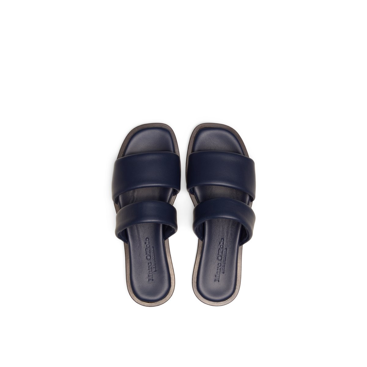 Mule modèle Marit en cuir de chèvre souple dunkelblau, MARC O'POLO