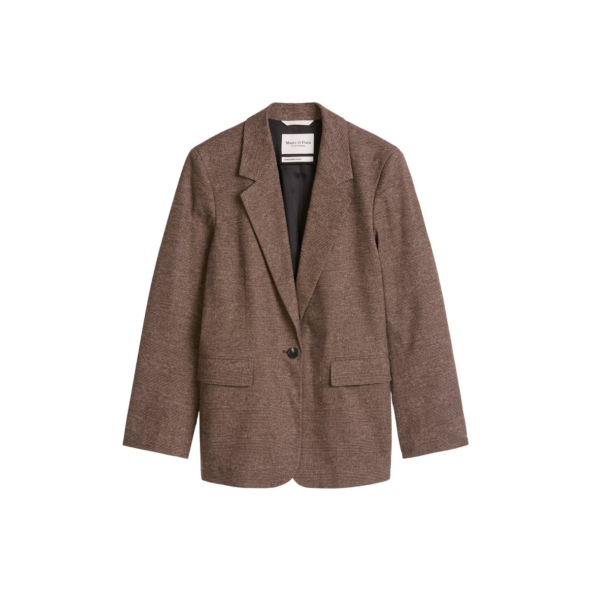 Blazer à carreaux Glencheck, coupe regular en coton stretch marron, MARC O'POLO