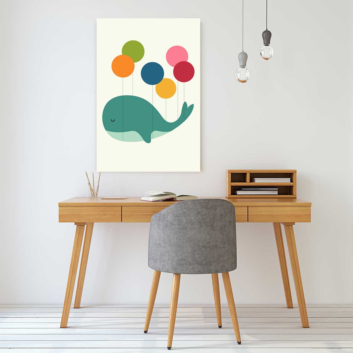 Tableau baleine ballon toile imprimée, HEXOA