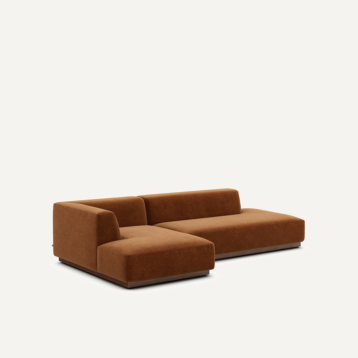Canapé d'angle gauche XL velours chenille, Jacopo ecureuil, AM.PM