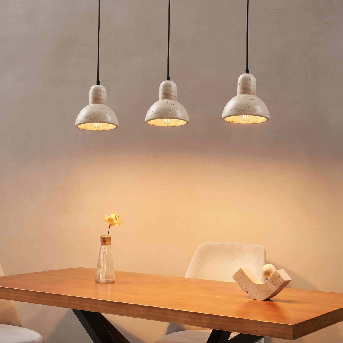 Suspension pierre naturelle travertin - LIOREN beige, KOSILUM