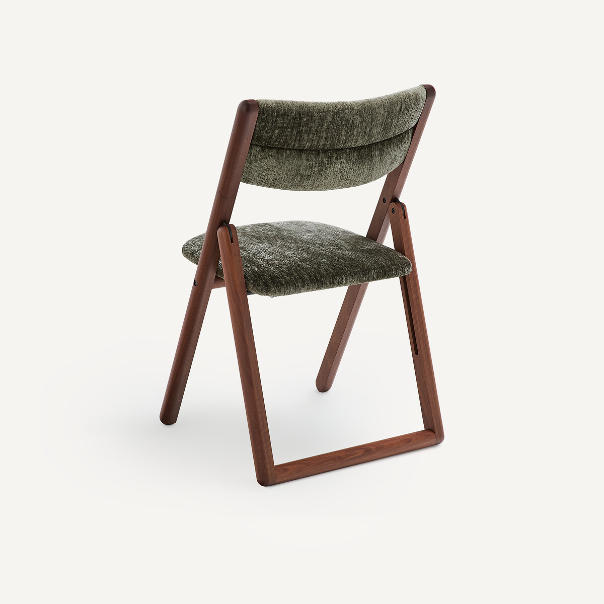 Opklapbare stoelen, van massief notenhout en fluweel, CAMMINATA kaki , AM.PM X EMMANUEL GALLINA