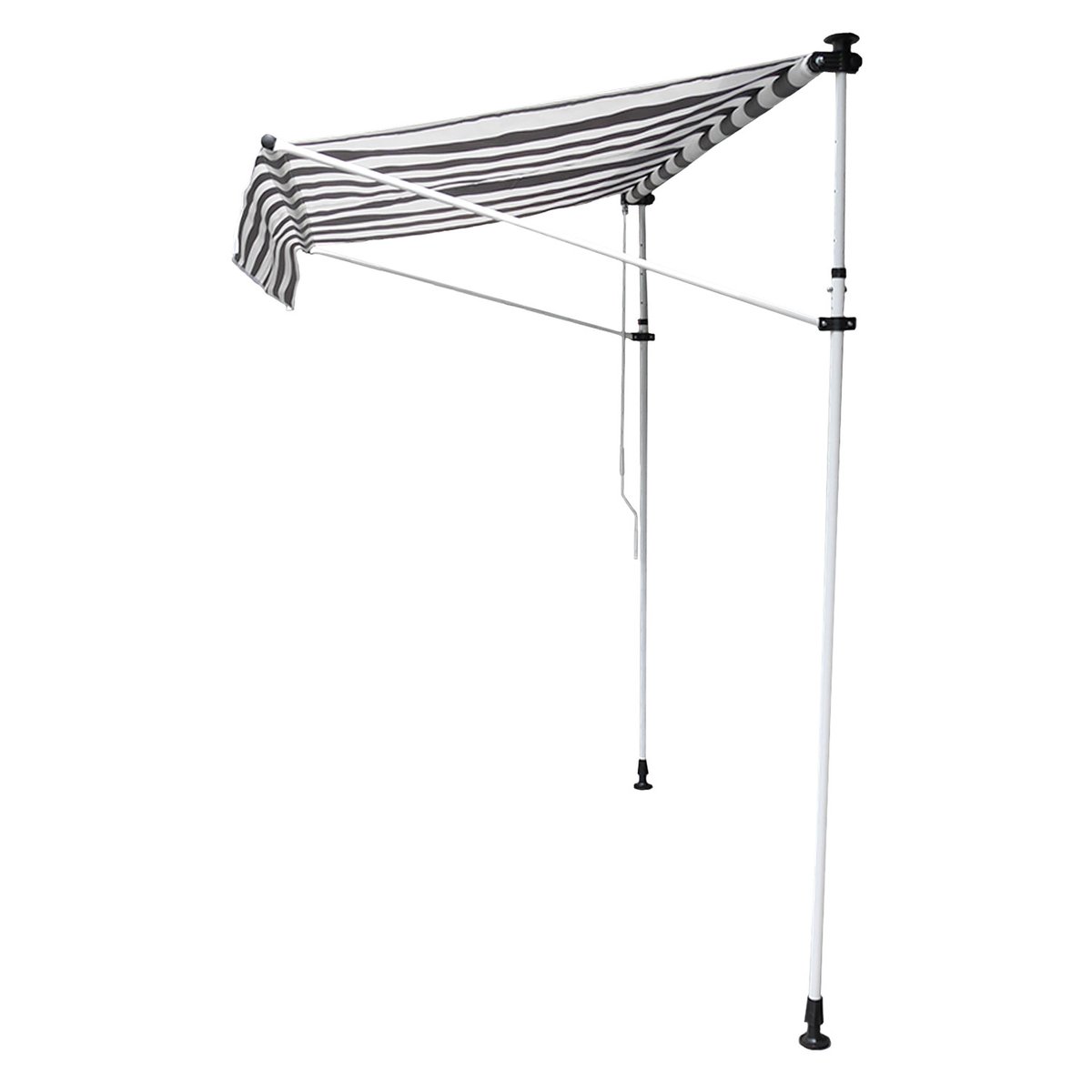 Store banne pour balcon, 2x1,2m, CHENE blanc, gris, blanc, HAPPY GARDEN