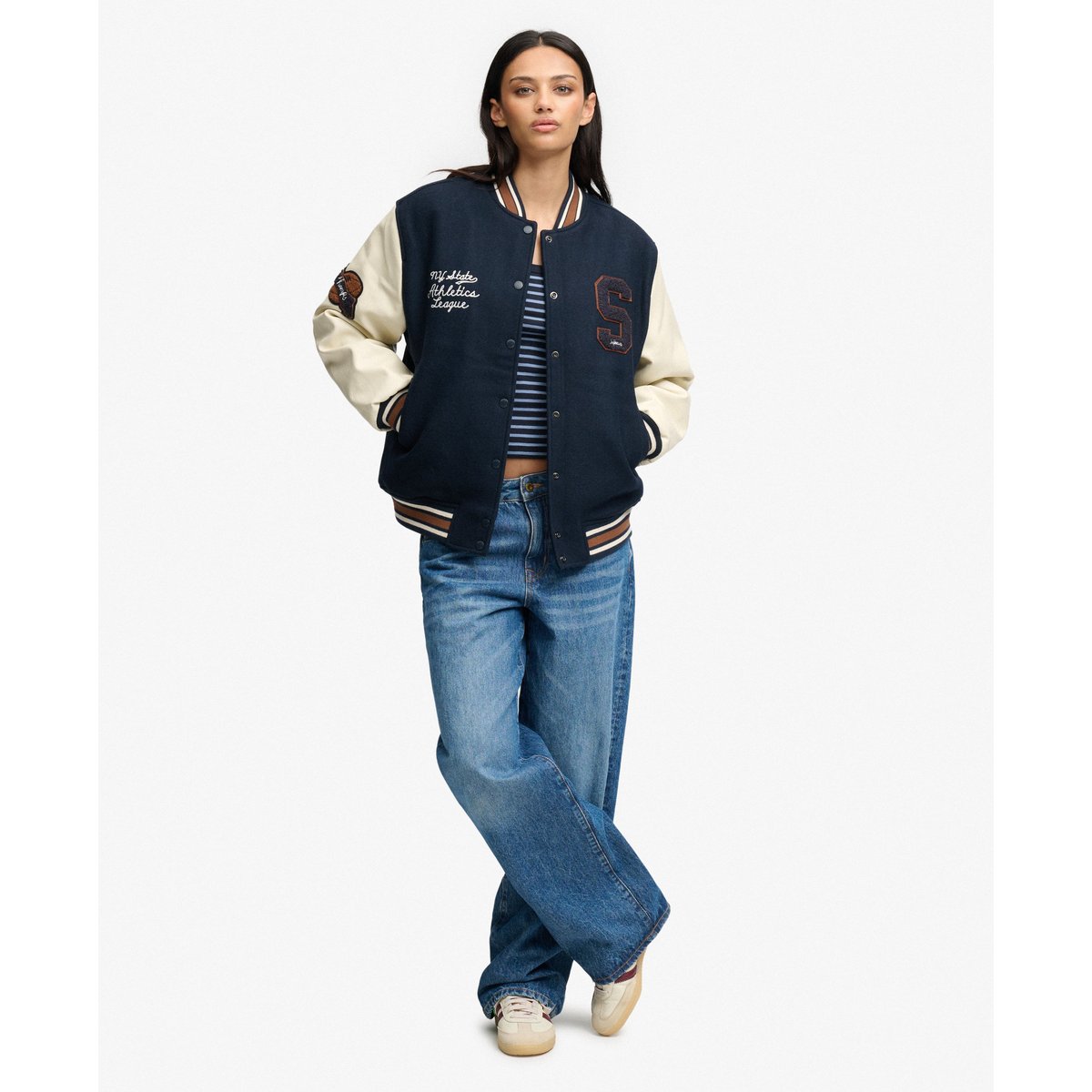 Bomber Varsity à Écussons bleu marine éclipse, SUPERDRY