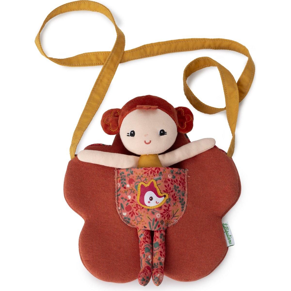 Poupée souple et sac marron, jaune, LILLIPUTIENS
