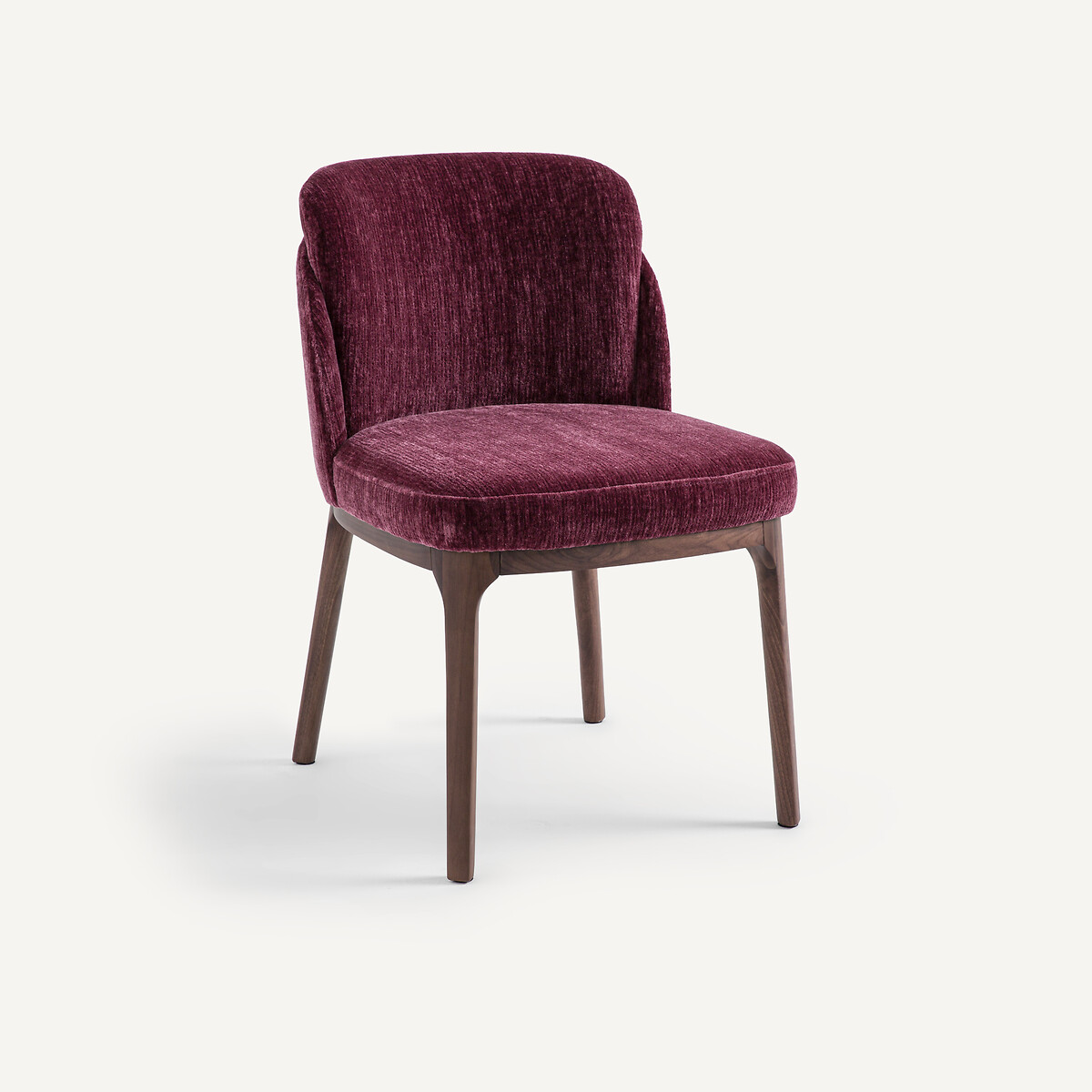 Chaise pied noyer et velours, Jabote bourgogne, AM.PM