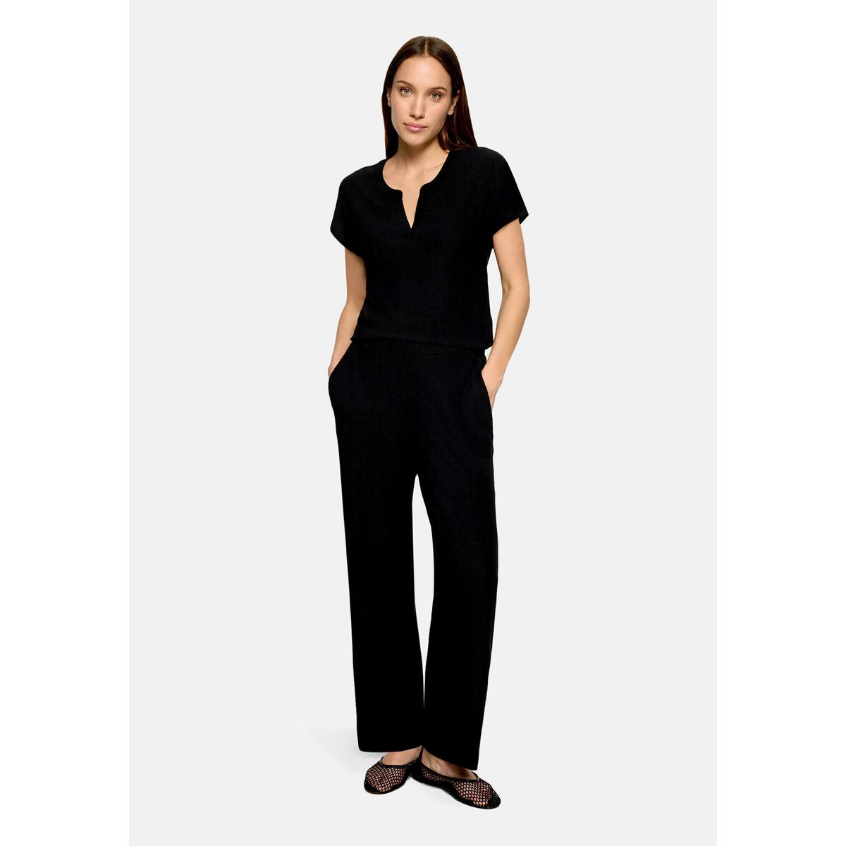 Pantalon Marlene à taille élastique noir, BETTY BARCLAY