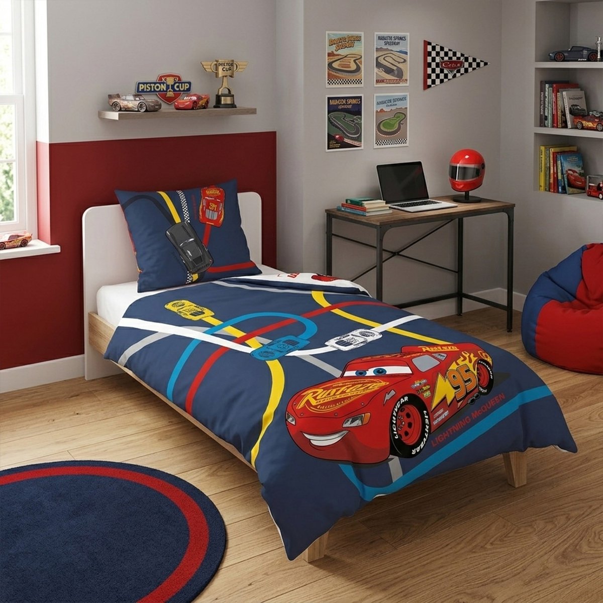 Parure de lit Cars Disney, FLASH RAMIREZ STORM blanc, DISNEY