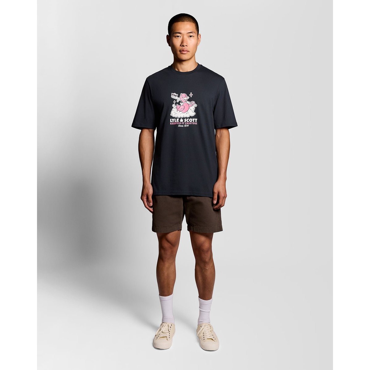 T-shirt imprimé dos graphique bleu foncé marine, LYLE & SCOTT