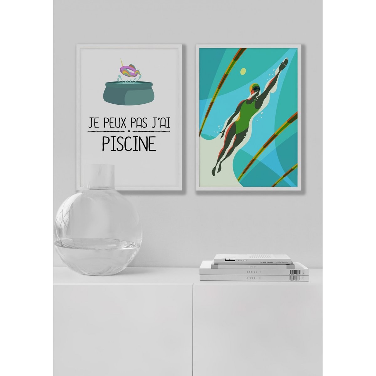Affiche Natation blanc, L'AFFICHERIE