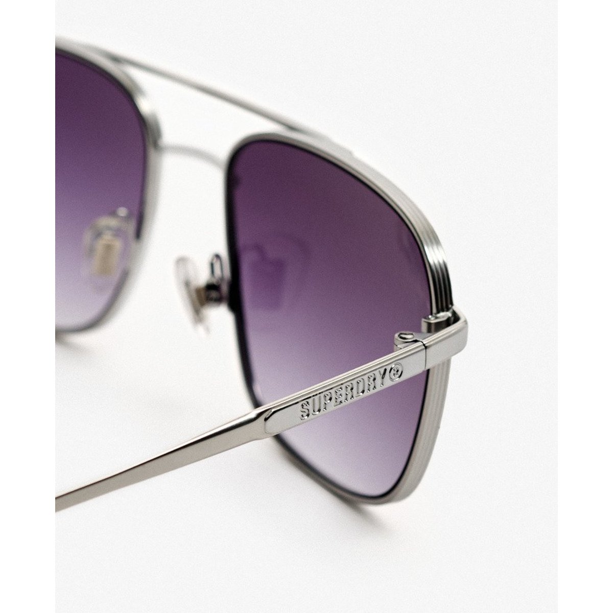 Lunettes de soleil aviateur carrées en métal light gunmetal/verres fumés, SUPERDRY