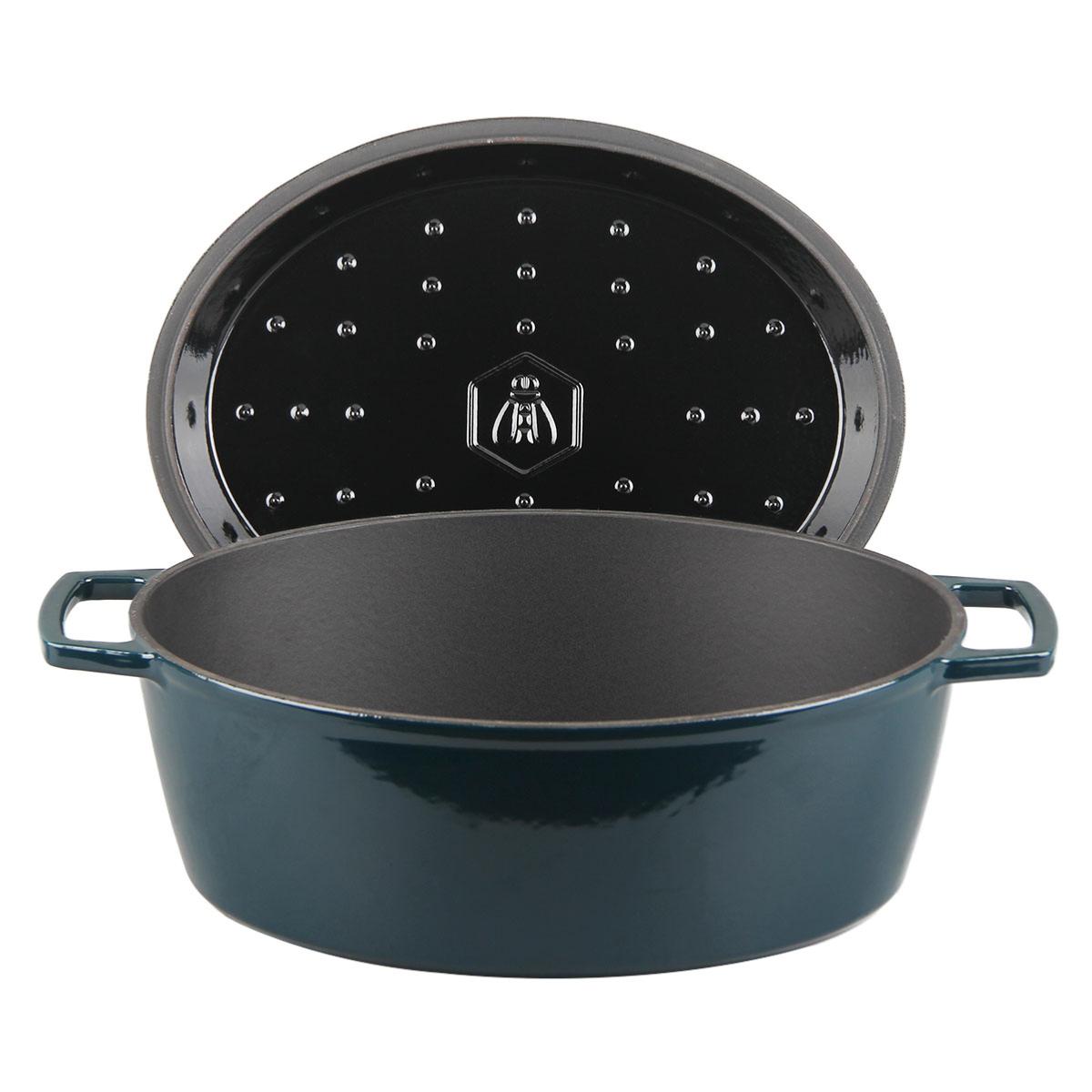 Cocotte en fonte ovale 33cm - "Masseiron Emeraude" couleur unique, LAGUIOLE CUISSON