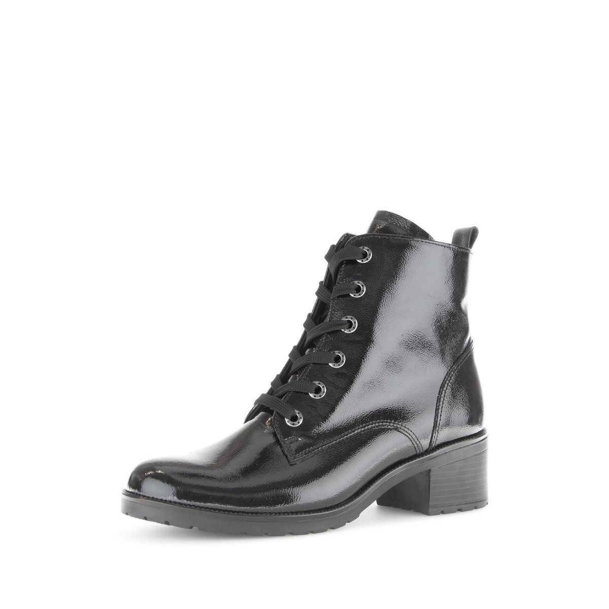 Bottines en cuir verni à talon décroché noir, GABOR