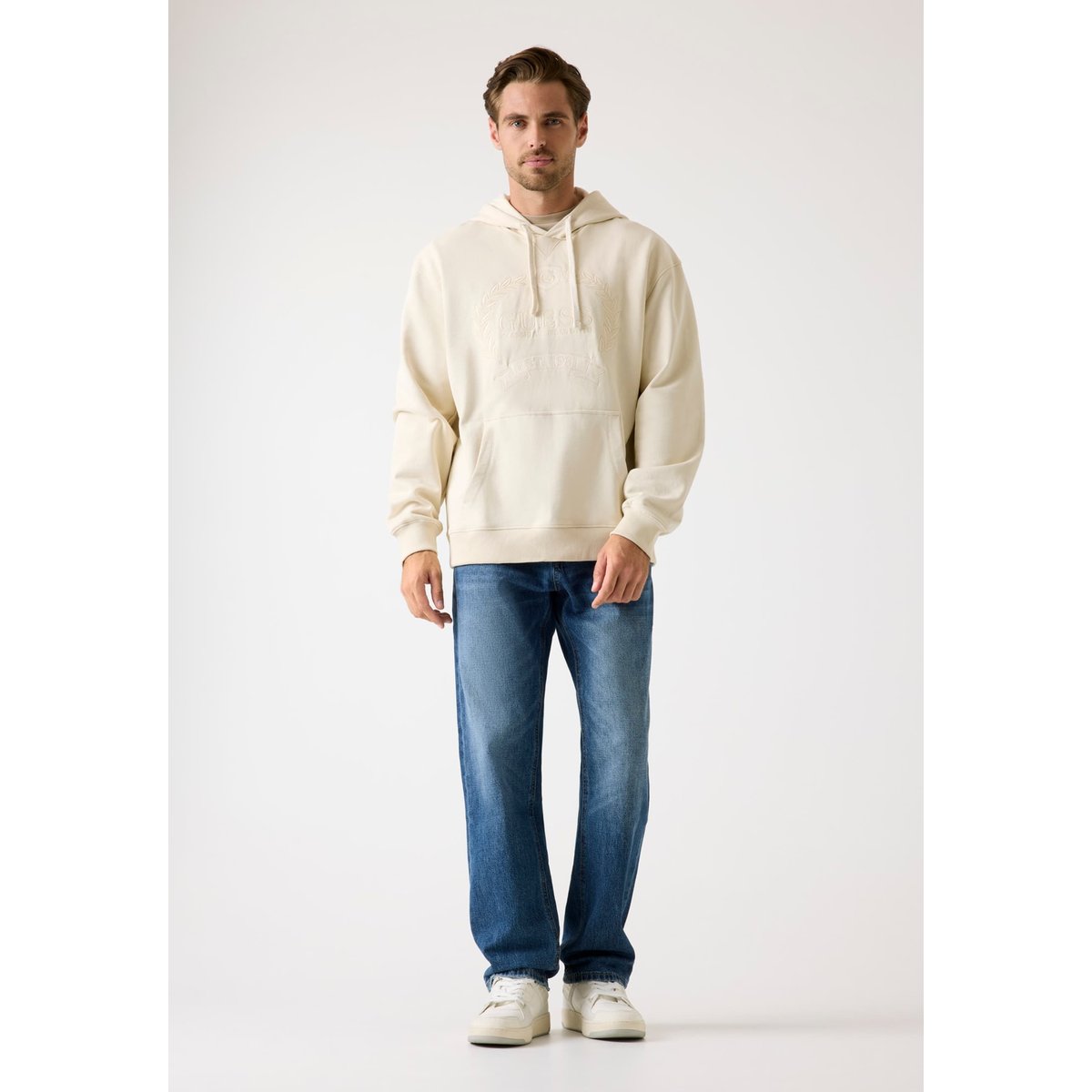 Sweat-Shirt Logo À Capuche crème, GUESS
