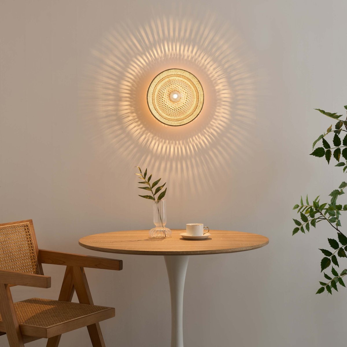 Applique rotin tressé ronde - SELERINA beige, KOSILUM