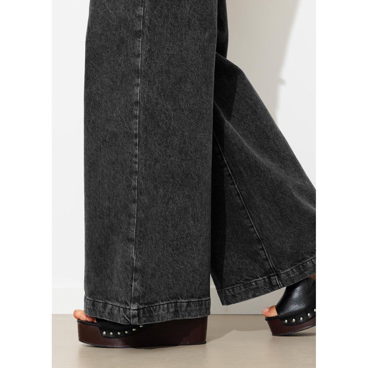 CESAR jean large taille haute noir, PROMOD