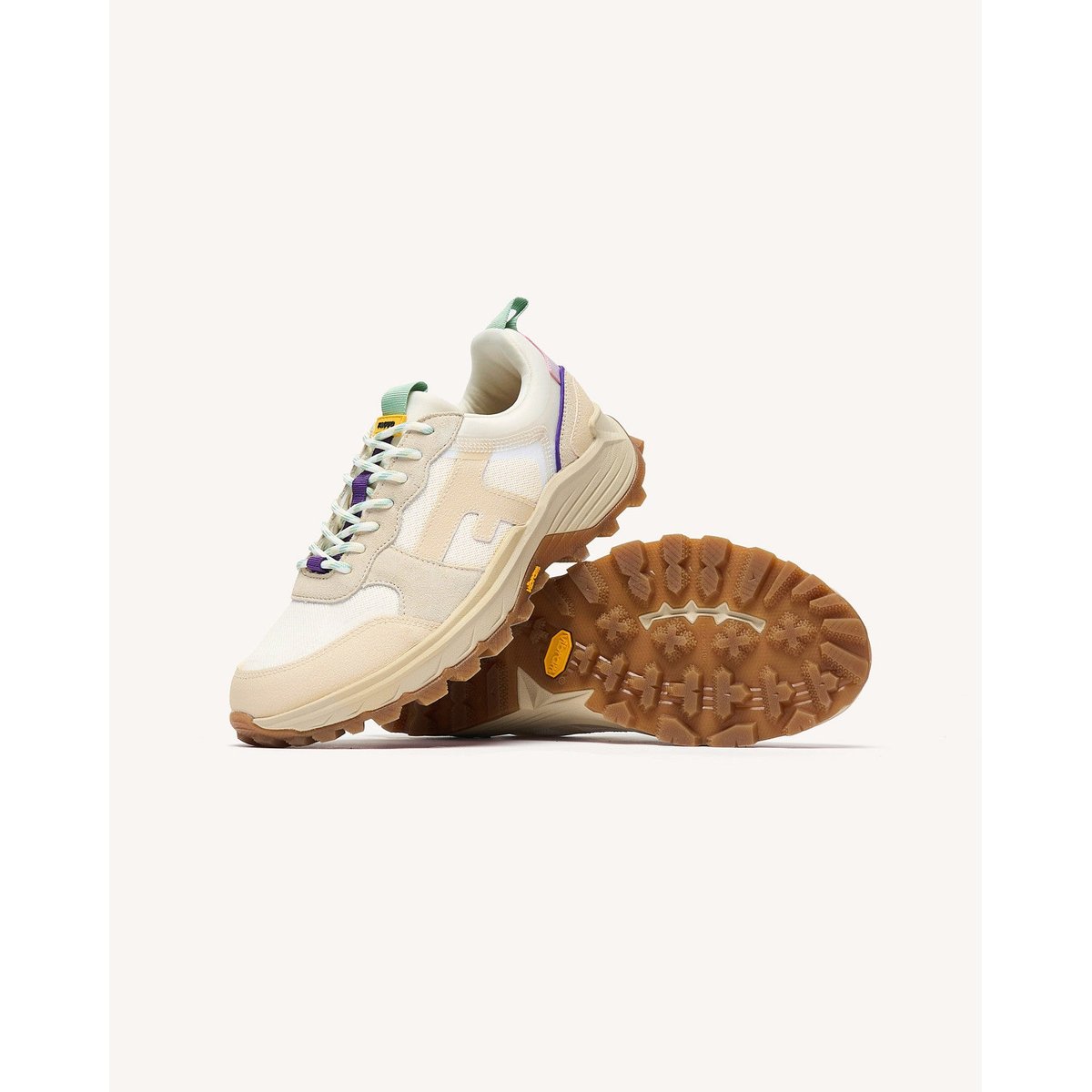 Running tissu suede HAZEL MONSTERA blanc et vert clair, FAGUO