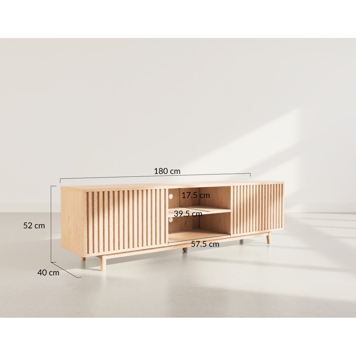 Meuble TV 2 portes 2 niches, FREYA bois, BEST MOBILIER