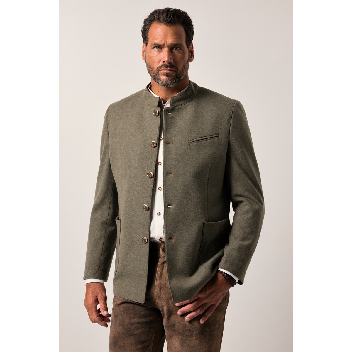 Veste Janker traditionnelle, col officier vert olive, JP1880