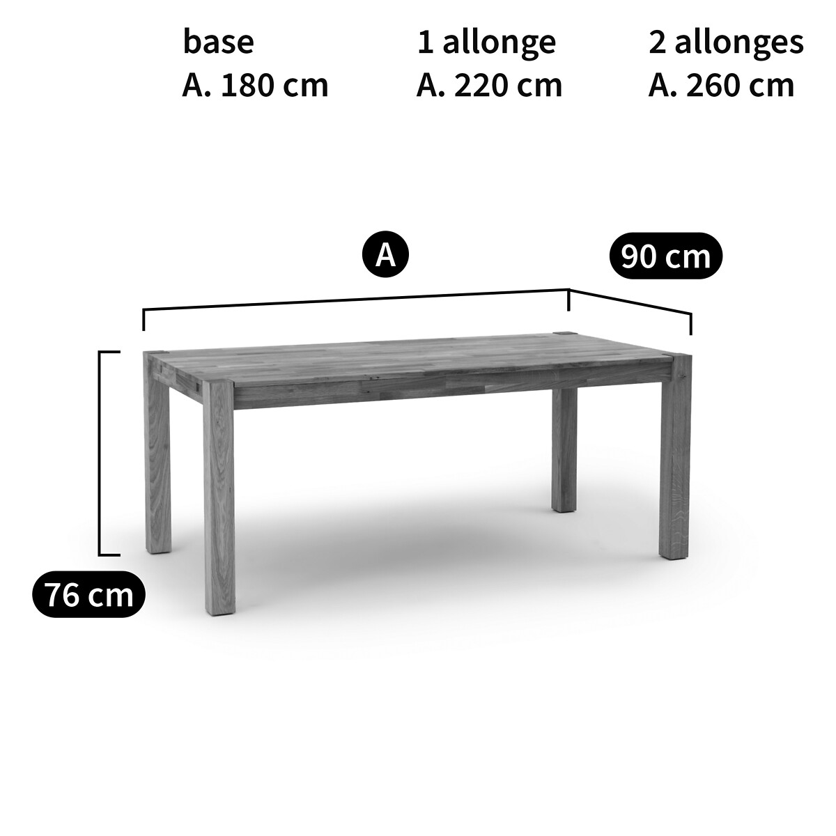 Mesa de jantar extensível em carvalho, 6 a 10 lugares, ADELITA carvalho, LA REDOUTE INTERIEURS