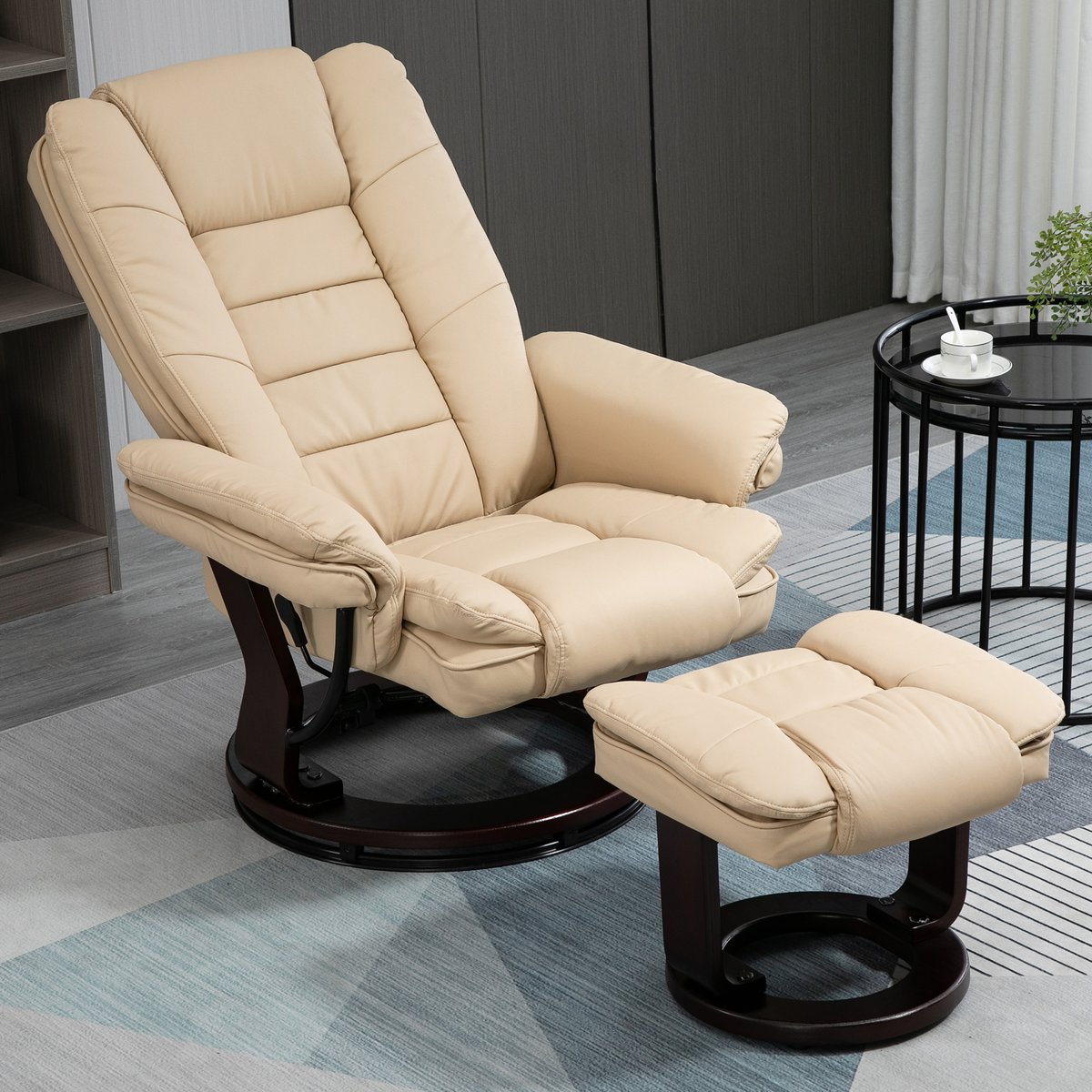 Fauteuil inclinable avec repose-pieds beige, HOMCOM