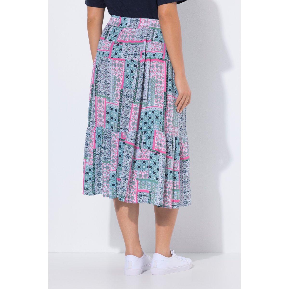 Jupe midi taille élastique et coupe évasée rose vif, ULLA POPKEN