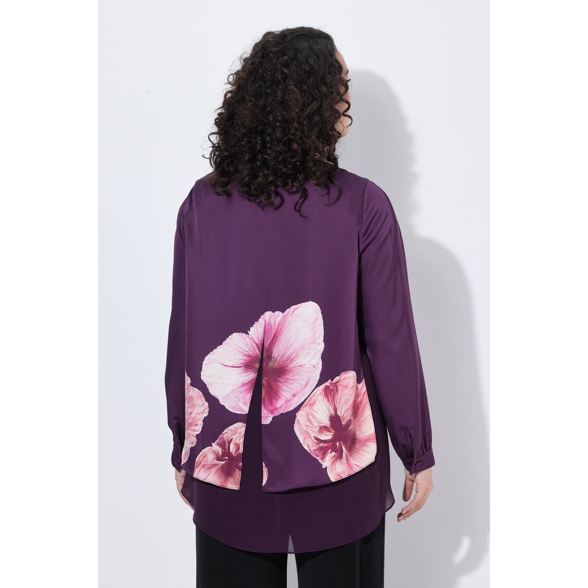Blouse en mousseline doublée raisin foncé, ULLA POPKEN