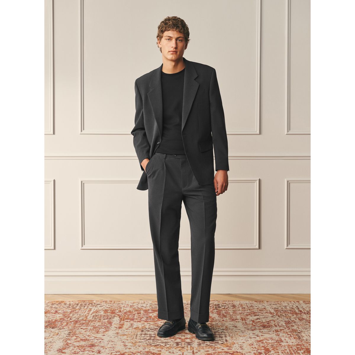 Pantalon de costume en seersucker vichy marron, NEXT
