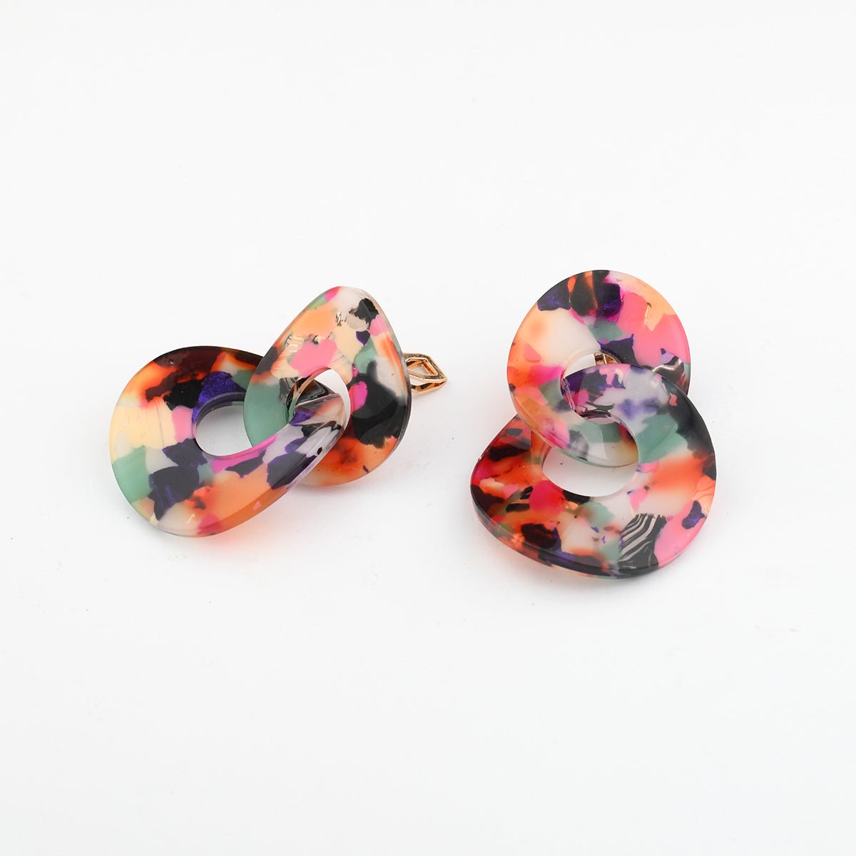 Boucles d'oreilles clips - cercles entrelacés multicolores multicolore, BALABOOSTE