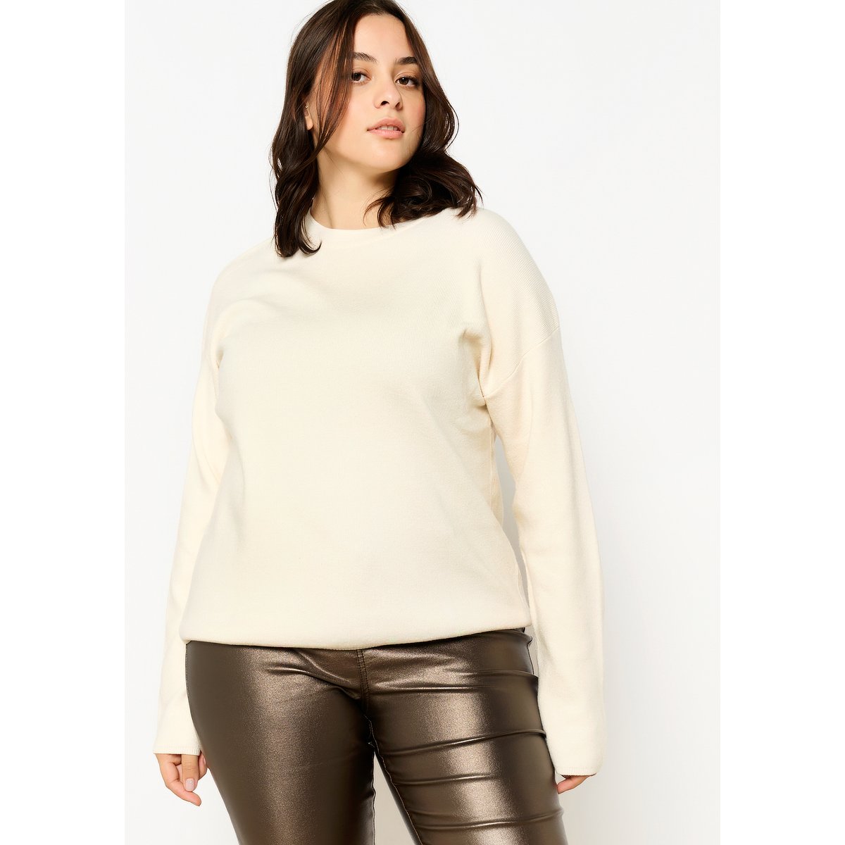 Pullover à col rond blanc vanille, LOLALIZA