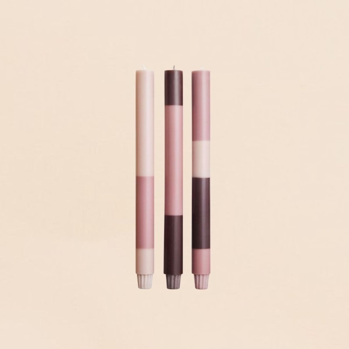 Set de 3 bougies rayées 30cm rose, ORIGINALHOME