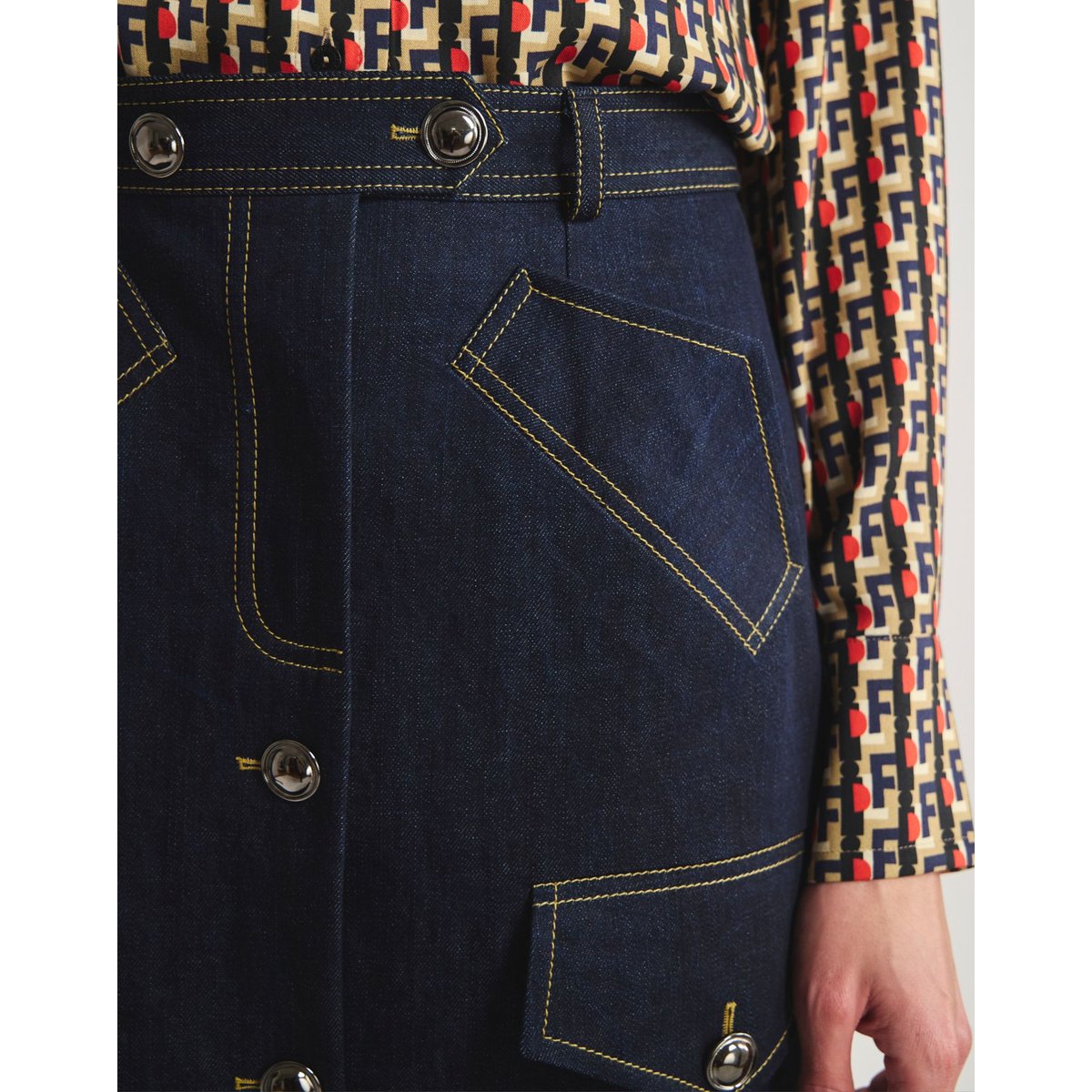 Jupe longue Eral en coton bleu marine, INES DE LA FRESSANGE PARIS