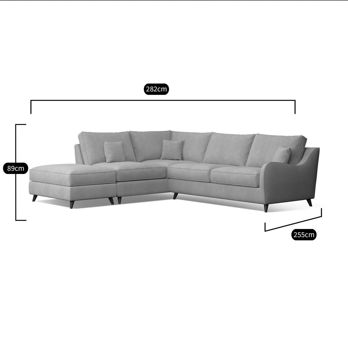 Amelia Velvet Corner Sofa & Modular Footstool Set with Dark Wood Legs (Left Facing) burgundy, ÉDITÉ