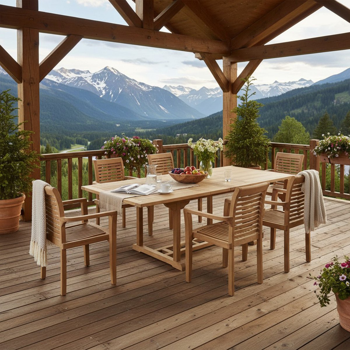 Table extensible rectangulaire teck massif Milan 180/240 x100 cm naturel, TECK ATTITUDE