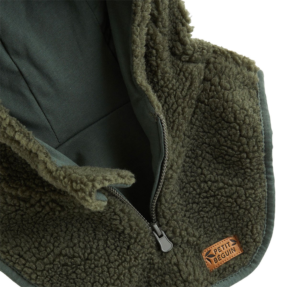 Capuche bébé en sherpa Ginkgo vert, PETIT BEGUIN