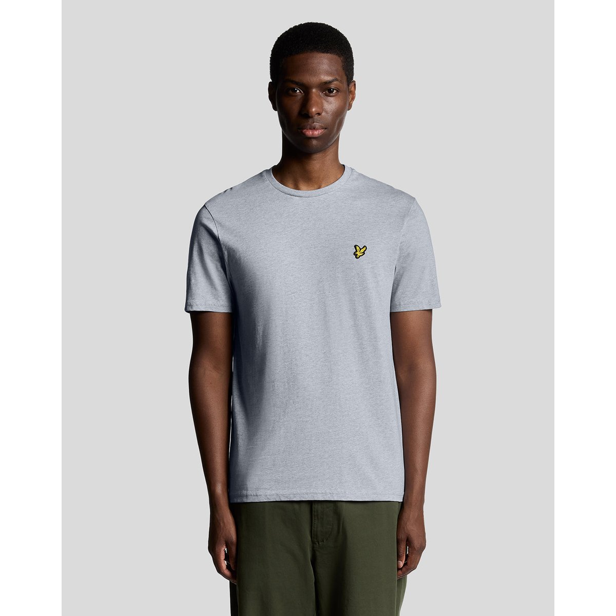 T-shirt en coton col rond gris clair chiné, LYLE & SCOTT
