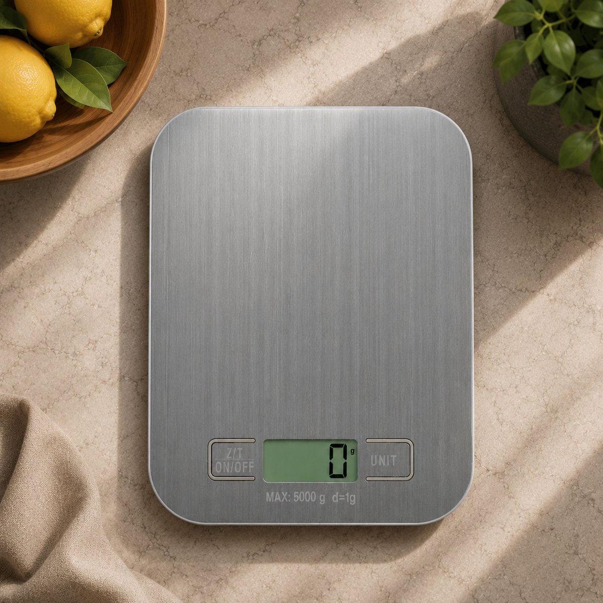 Balance de cuisine 5kg en acier inoxydable inox, MENASTYL