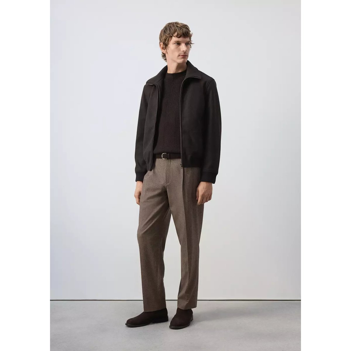 Veste col cheminée à poches café, MANGO MAN