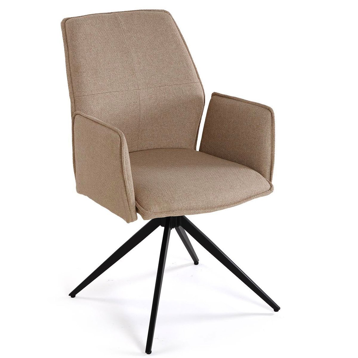Fauteuil de bureau pivotant tissu beige 60.5x57.5x87cm beige, VERSA