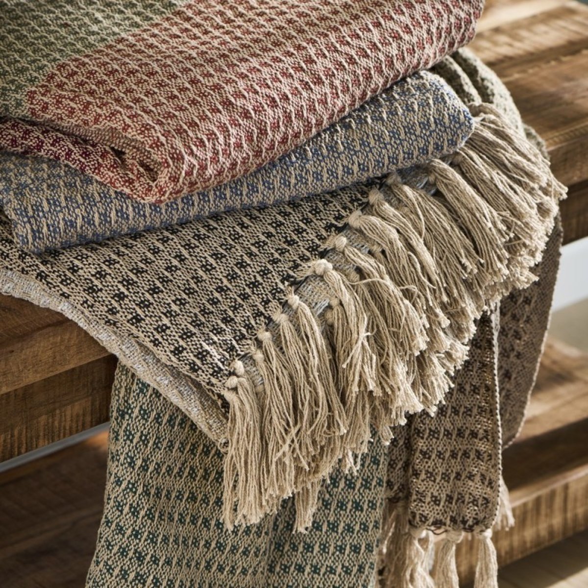 Plaid coton rayures franges multicolore, IB LAURSEN