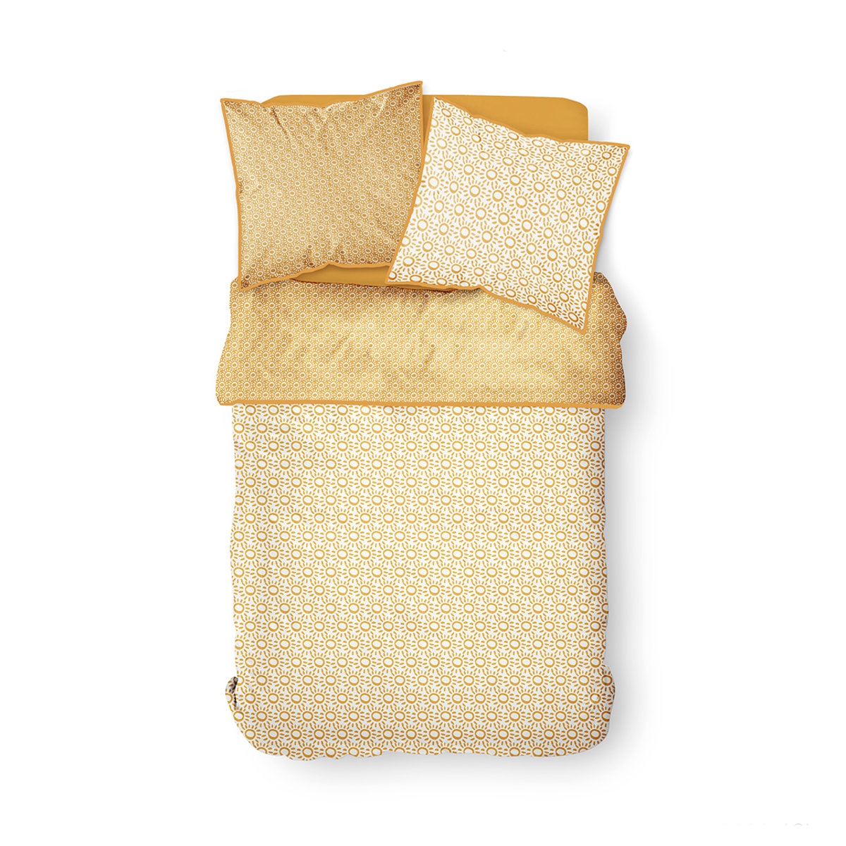 Parure de lit coton 2 personnes imprimé ethnique DESERT CHIK jaune, TODAY